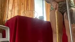 Is this married woman stripping live for us?