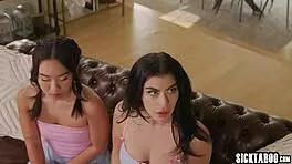 two horny sitters fucked by horny milf and hot lesbians in threesome