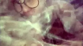 Cute teen performs smoking fetish on massive cock