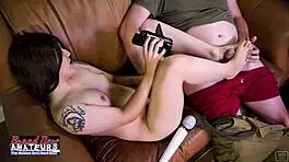 Foot jobs Emma uses fastest toy on clit.