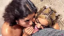 Caught At Lesbian Fun With Classmate In Kitchen, Joining Hard Ffm Threesome