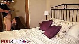 British teen sucks dick and gets fucked in lingerie