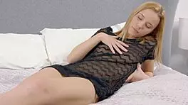 Young Virgin Blonde Sweetly Confirms Her Virginity.