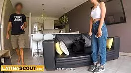 hot latina model sucks big white cock after seductive massage in audition 😉