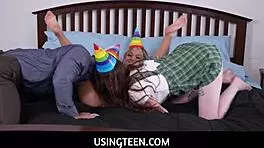 Fuck, naughty freeuse hot teen threesome on birthday!
