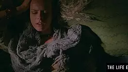 Stunning petite blonde with small tits drenched in sweat during her intense close-up solo workout with socks