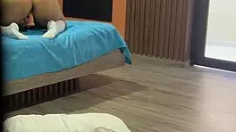 I spot my stepdaughter in school uniform with dildo in ass and masturbate to her moans until I cum