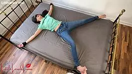 tickle three petite filipina in tight jeans tickled hard