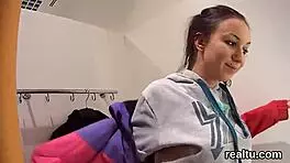 adorable czech kitten gets seduced in the hypermarket and drilled in pov