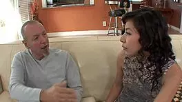 Nicole ferrera performs daddy's interracial blowjob and cumshot