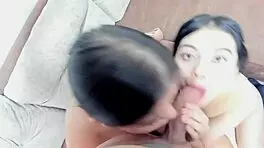 Amateur Threesome Action With Cum In Mouth!