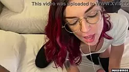 The good french nympho with glasses gets pussy pounded in threesome