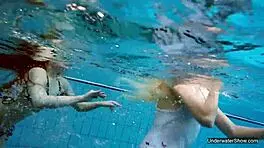 Two hot lesbians in the pool