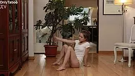 cute nicole murkovski enjoys naked yoga stretching