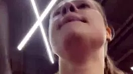 crazy teen squirting and getting fucked hard in the public gym