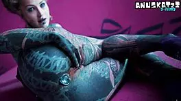 Solo anal fisting - toys and plugs for tattoo girl - asshole stretching