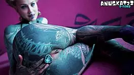 Solo anal fisting - toys and plugs for tattoo girl - asshole stretching