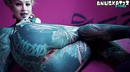 Solo anal fisting - toys and plugs for tattoo girl - asshole stretching