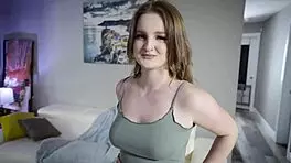 Petite Eliza Eves Teases with Big Tit Blowjob in Reality Scene