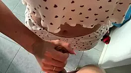 Wrong door a friendly neighbor invite me in her apartment rough fuck with cum on face