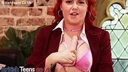 British redhead student instructs wanking and cumming for her