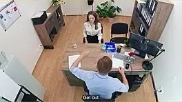 Naughty Babe Seduces Stranger in Office, Gets Spanked