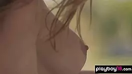 Skinny Busty Teen Blondie Miss Zita Strips Naked Outdoors