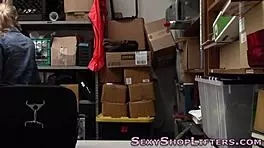 Skinny teen thief gets caught and spunked on hidden cam