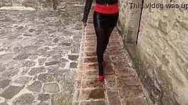 preview - milf walks in pantyhose and high heels 😘