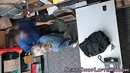 Skinny teen thief gets caught and spunked on hidden cam