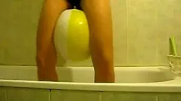 Sophie Masturbating With Balloons In Living Room And Bathroom