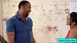 black client enjoys sensual nuru massage and wet pussy play from teen brunette maya woulfe