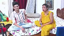 Two desi bhabhi enjoy wild sex with young devar 😍