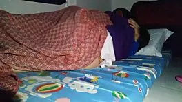 Unexpected creampie under the sheet during bed sharing