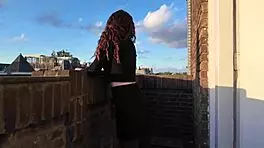 sexy petite whore gets fucked hard on the balcony in outdoor amateur romp