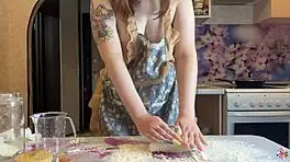 Couple skips cooking for rough kitchen fuck and cum feast