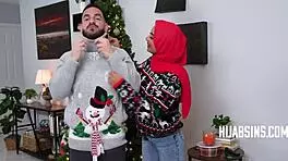 She Wears Hijab Even While Having Christmasy Sex