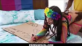 Freeuse asian and white teens by black guy