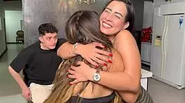 mexican curvy threesome with colombian milf best friend and big dick nerd young man, sharing cum in mouths - verito aguas pipe boy kylei ellish