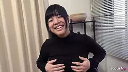 Petite japanese young woman with big natural tits first time blowbang bukkake facial at uncensored jav