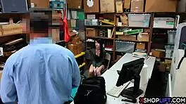 Shoplifting teen's hairy pussy fucked by mall cop