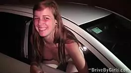 alexis crystal gives blowjobs to random guys in public through the car window