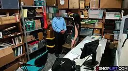 Shoplifting teen's hairy pussy fucked by mall cop