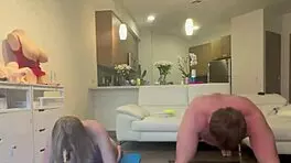 European Blonde Sucks Thick Cock in Shower After Naked Yoga Workout