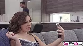 Big ass teen 18+ strips and teases man till he fucks her hard