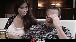 Teen gets her pussy railed by stepdad and stepmom