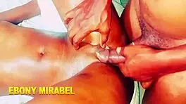 ebony masturbating herself and get a fuck with big cock