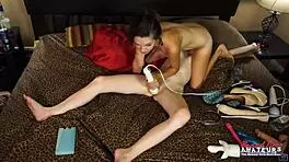 Horny Brunette Rubs Blonde's Pussy With Sex Toy In Teasing Play