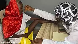 ebony petite student seduces teacher before christmas. intense office sex with big black cock.