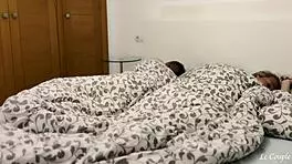 Amateur horny girlfriend sneaks into swinger couple bed, sucks dick and rides